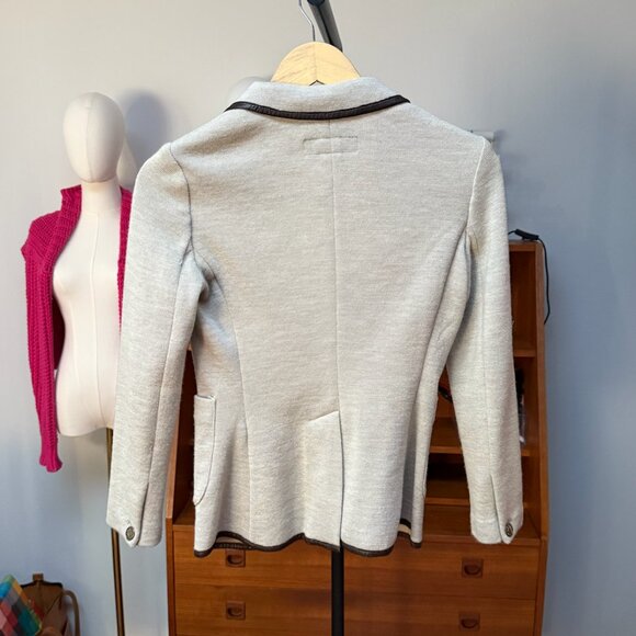 Rag & Bone Bromley Blazer Beige Wool and Brown Lambskin Leather Size XS - Picture 6 of 7